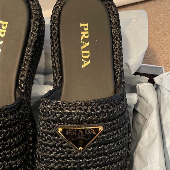 Prada Black Braided Slide Sandals - Picture 2 of 3